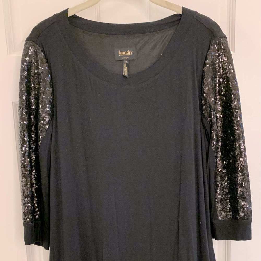 LAUNDRY by Shelli Segal size M black dress with sequins
